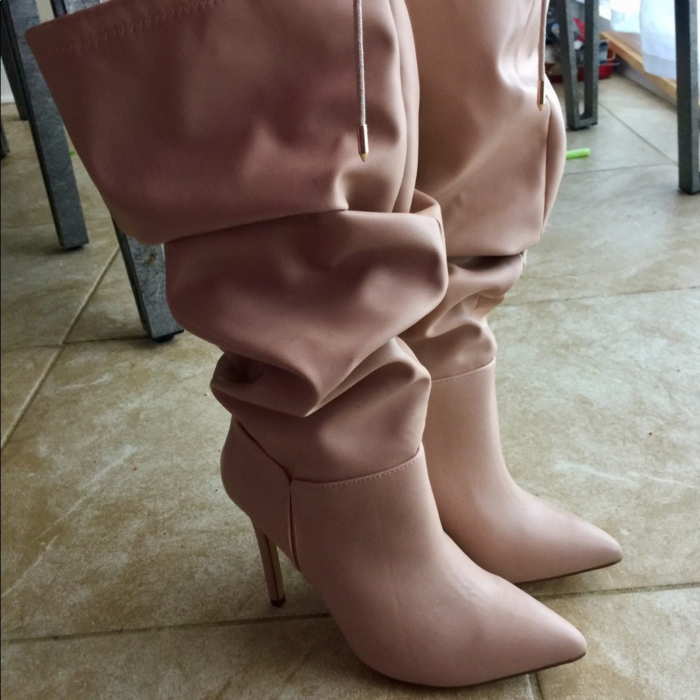 Pink beige boots